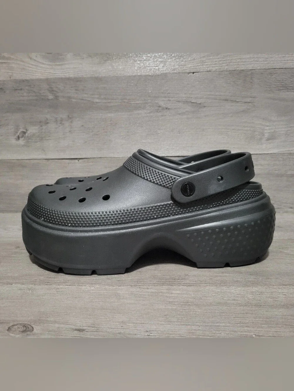 Crocs Stomp platform Clogs men's 12/ women's 13 triple black elevated